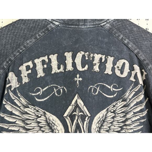 Affliction Long Sleeve Button Shirt Vintage Y2K Goth Grunge Cross Emo Mens Large - Picture 8 of 12
